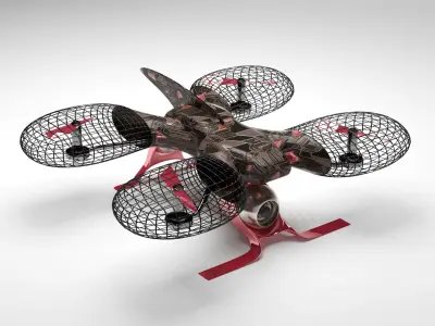 Drone futuristic hovercraft Low-poly 3D model