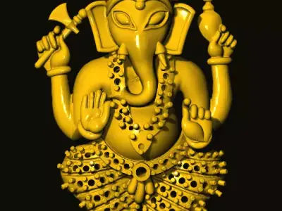 ganesh golden statue of lord ganesha 3D print model buy
