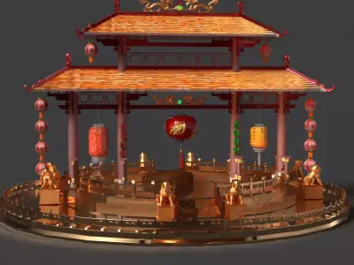 Chinese ancient gate  3D model by aceimagedesign-1