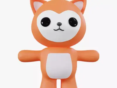 Character Fox kawaii cute Free low-poly 3D model