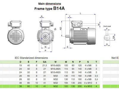 132M B14a IEC electric motor - 3D CAD model 3D model