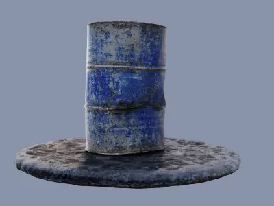 Blue Weathered Drum Platform - Game Ready 3D Asset 3D model