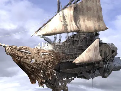 Gold Dragon airship 3D model
