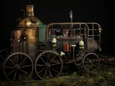 Carriage - PostApocalyptic  Low-poly 3D model