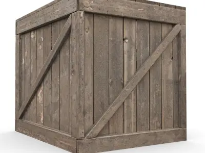 Wooden box Low-poly 3D model