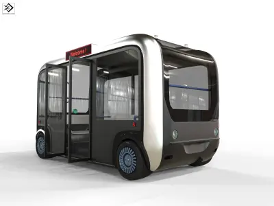  Driverless Bus Low-poly 3D model