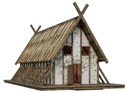 Old Medieval Building House 4K Textures GameReady 89 Low-poly 3D model