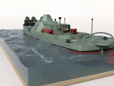 Old Small Armored River MineSweper 3D model
