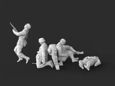 soldiers group of people 3D print model