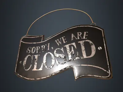 Open-Closed Sign - Vintage Open-Closed Sign - Red and Black Sign Low-poly 3D model