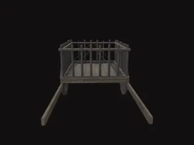 Medieval Carriage V11 Low-poly 3D model