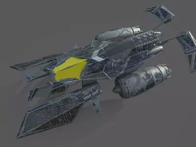 Spacecraft star wars spaceship flying in air Low-poly 3D model