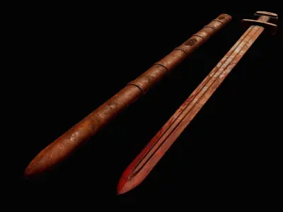 Abandoned Viking Gladius 001 Low-poly 3D model