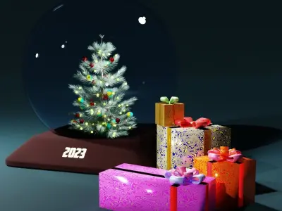 Christmas Glass Ball with Christmas Tree modular Free 3D model