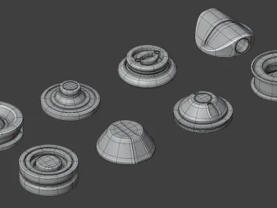Cylinder parts - Mini SUB-D ready Pack Free 3D model