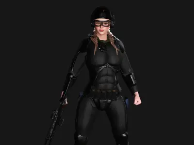 AAA 3D REALISTIC CHARACTER - CYBERPUNK ROBOTIC SCIFI SHOOTER Low-poly 3D model