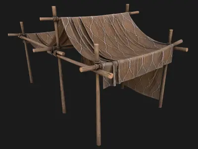 Desert Nomad Tent Stalls Low-poly 3D model