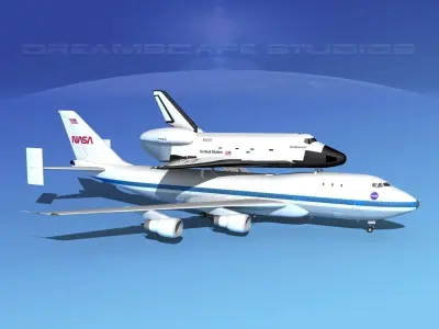 Space Shuttle Endeavour Transport LP 1-2 747 3D model