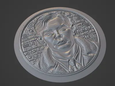 Alan Turing Medallion 3D print model buy