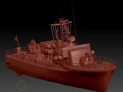 Rocket launcher gun ship 3D model