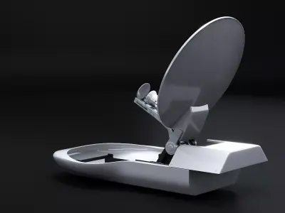 TV Broadcast Satellite Dish Roof Mounted PBR Workflow Low-poly 3D model