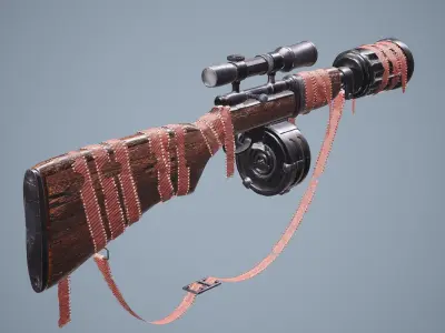 Old Rifle Weapon Game Ready 3d Model Low-poly 3D model
