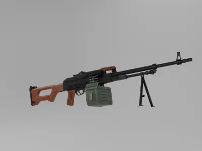 PKM machine gun Low-poly Game ready Low-poly 3D model