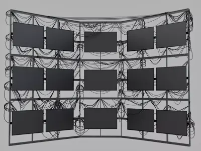 Multi Screen Display Wall Setup Low-poly 3D model