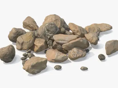 Gravel Stones Pile with Small Pebbles 3D model
