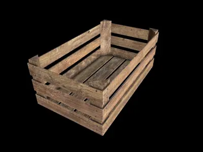 16 Wooden crates Low-poly 3D model