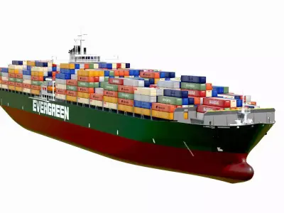 Cargo container ship 300m Low-poly 3D model