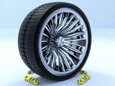 ORTAS CAR RIM 44 GAME READY RIM TIRE AND DISC 3D model