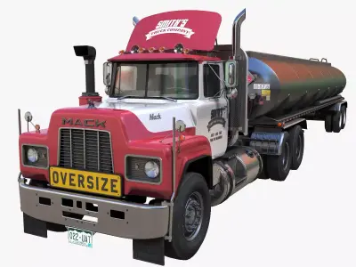 Vintage american tanker Low-poly 3D model