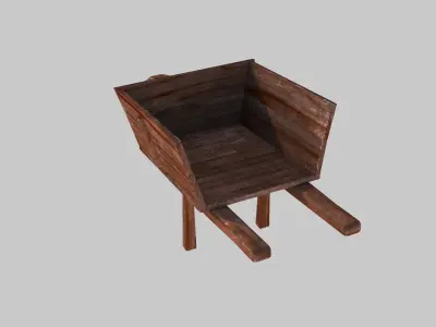 Wooden cart 01 Low-poly 3D model