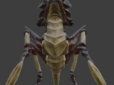 Creature bug with long legs Low-poly 3D model