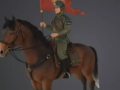 soldier on his horse  3D model