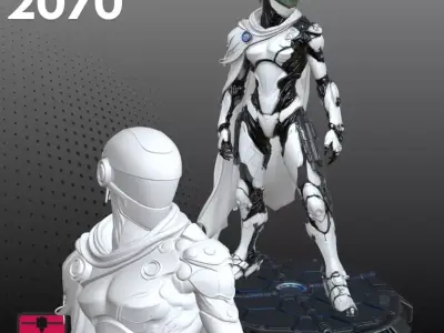 Futuristic Female Warrior STL Guardian 3D 3D print model