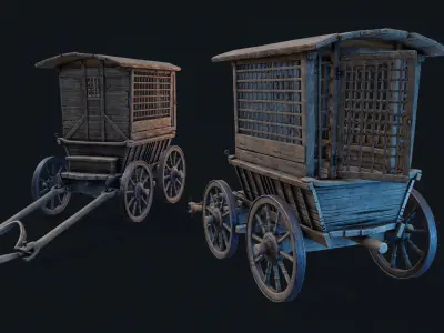 Medieval Prisoner Cart Low-poly 3D model