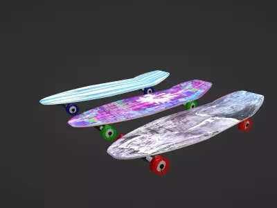 Skateboard three skateboards Low-poly 3D model