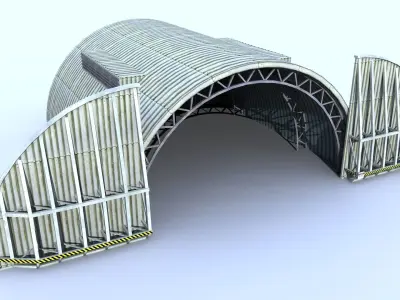 Aircraft Shelter Low Poly - Seamless textures Low-poly 3D model