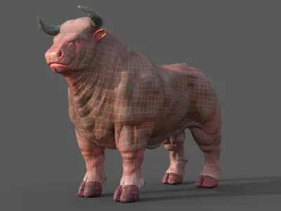Bull Muscular Low-poly 3D model