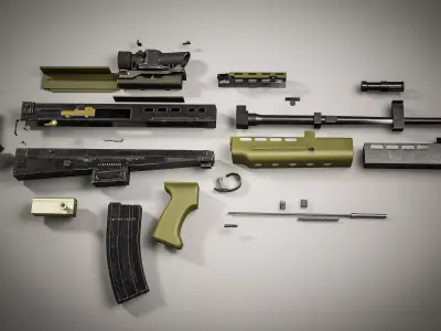 SA80 Assault Rifle Game Ready PBR Weapon Low-poly 3D model