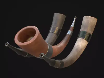 Battle Horn Micro Bundle Low-poly 3D model