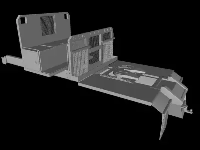 FLATBED  Crane Base and Fifth Wheel for Truck Low-poly 3D model