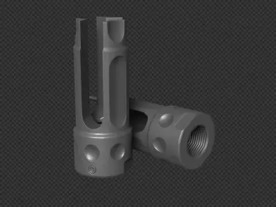 AR-15 KAC QDC Flash Hider Low-poly 3D model