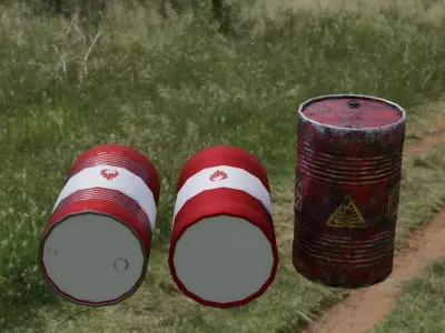 Oil Barrel Low-poly 3D model 15