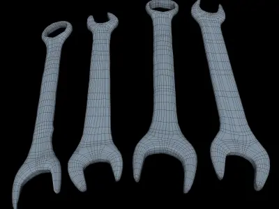 Wrenchs Low Poly wrenches Low-poly 3D model