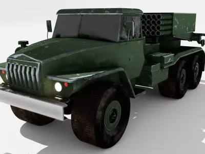 BM21 Russian Vehicle BM-21 Ural-375D Low-poly 3D model