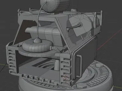 Turret military weapon Low-poly 3D model