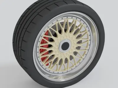 Simple car wheel with brake and tire Free 3D model